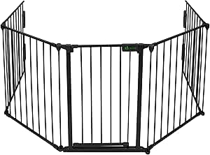 VOUNOT® Barrera de Seguridad para Perros, Valla de Seguridad Rejilla de Protección de Chimenea 300 cm con Kit de Montaje, Negro