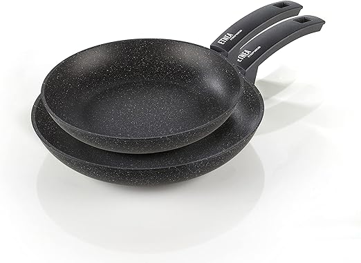 Moneta Etnea Juego de 2 Sartenes, Revestimiento de Piedra Antiadherente, Aptas para el Lavavajillas, Medidas: 24-28 cm