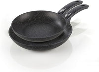 Moneta Etnea Juego de 2 Sartenes, Revestimiento de Piedra Antiadherente, Aptas para el Lavavajillas, Medidas: 24-28 cm