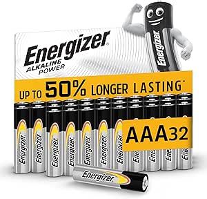Energizer Alkaline Power Batterien AAA (32 Stück) - Hochleistungsbatterien 1,5V - Batterie für Haushalt und Büro - 100% plastikfreie Recycelbar Verpackung - 7 Jahre lagerfähig [Exklusiv bei Amazon]