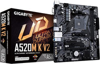 GIGABYTE Placa Base A520M K V2 - Compatible con CPUs AMD Ryzen Serie 5000 AM4, hasta 5100MHz DDR4 (OC), PCIe Gen3 x4 M.2, LAN GbE, USB 3.2 Gen 1