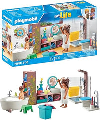 PLAYMOBIL myLife 71611 Baño, Incluye Dos Figuras y numerosos Accesorios, Hechos de más del 80% de Materiales reciclados y de Base biológica, Juguetes para niños y niñas a Partir de 4 años