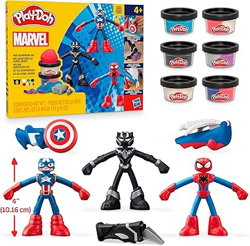 Play-Doh Marvel, Set de Figuras de Superhéroes de Juguete, Manualidades Infantiles con Plastilina, Niños y Niñas de 4 Años o Más