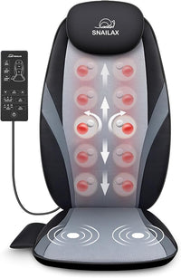 Thumbnail for Snailax Siège Massant Shiatsu Massage du Dos Chauffant Fauteuil Relaxation Pétrissage Roulement pour Domicile Bureau Coussin de massage