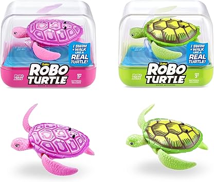 Robo Turtle Tortuga de natación robótica (paquete de 2, verde y rosa)