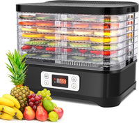 Meykey Deshidratador de Alimentos 8 Pisos, 400 W, Eléctrico de Acero Inoxidable Con Indicador de Tiempo, Temporizador y Control de Temperatura