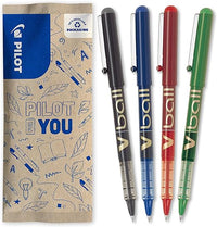 PILOT - Set di 4 V-Ball 07 - Penne Roller con Inchiostro Liquido - Punta Conica Media per una Scrittura Fluida e Precisa - Asciugatura rapida - Nero, Blu, Rosso, Verde - Punta Media