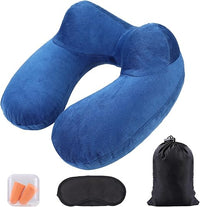 Thumbnail for AiQInu Cojin Cuello Viaje, Almohada de Viaje Hinchable con Funda Lavable,Incluye Tapones para los Oídos, Máscara de los Ojos y Bolsa de Transporte Oficina del Automóvil del Avión