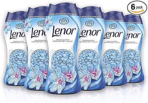 Lenor Perfumador para ropa con perlas perfumadas para lavadora, despertar primavera, paquete de 6 (6 x 210 g), intensificador de perfume, tamaño grande, 100% plástico reciclado
