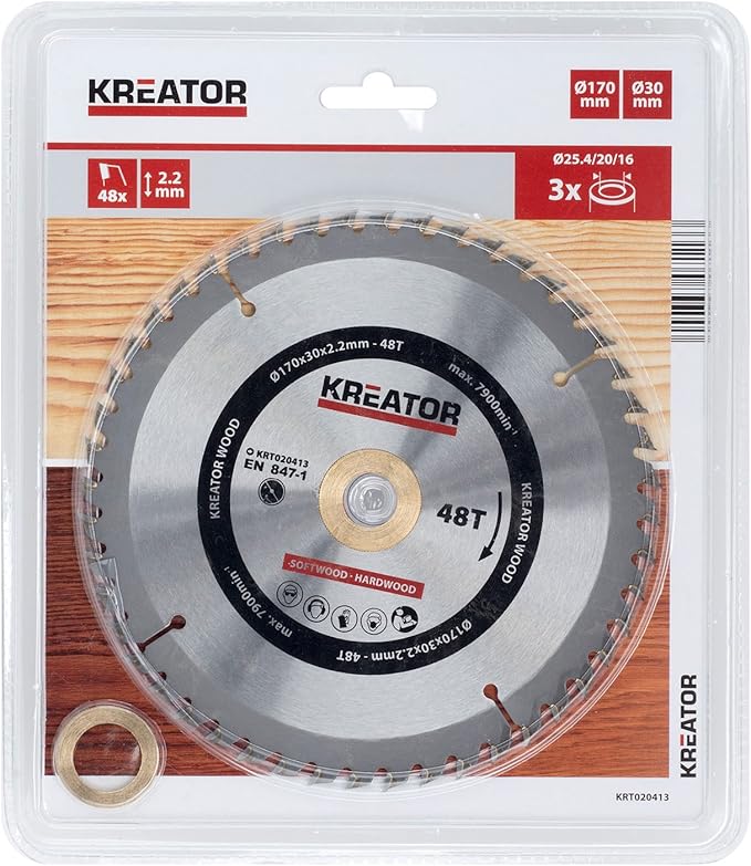 Disco sierra madera 170 mm 48 dientes Kreator