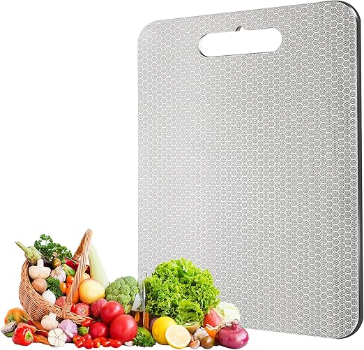Tabla de Cortar de Titanio, S316 Tabla de Cocina Acero Inoxidable, Cutting Board de Grado Alimenticio de Doble Cara, para Cortar Carne Frutas Verduras, Tabla Cortar Acero Inoxidable(50x30cm)