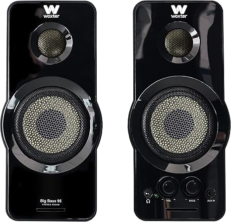 Woxter Big Bass 95 RGB - Altavoces Multimedia Estéreo, 20W, Potentes, conexión 3,5mm, iluminación RGB, Botones y Conexiones AUX y Cascos en Parte Frontal, PC/Smartphones y videoconsolas