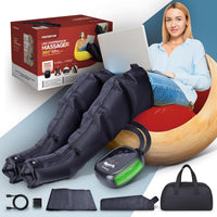 PORTENTUM Presoterapia para casa con batería – Masajeador piernas y abdomen con 8 modos y 3 intensidades – Mando con pantalla LCD – USB-C – Accesorios para brazo y cintura – Bolsa de transporte