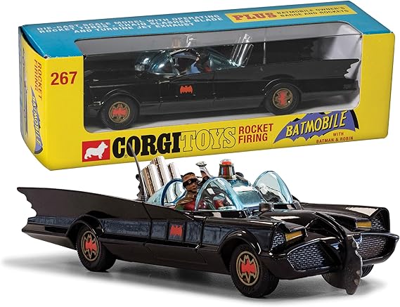 Corgi Diecast Model Cars - RT26701 Batimóvil con Batman y Robin - Pequeños modelos de coches de juguete fundidos a presión para niños, regalo para entusiastas del motor