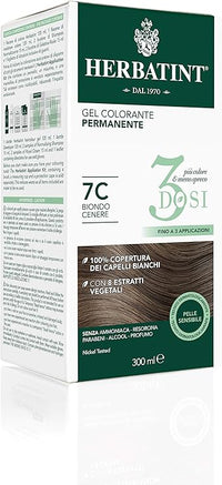 Thumbnail for Herbatint Gel colorante permanente 3Dosis, 300 ml – 7C Rubio Ceniza, sin amoníaco, para pieles sensibles, cobertura 100% de cabellos blancos, con 8 extractos naturales ecológicos