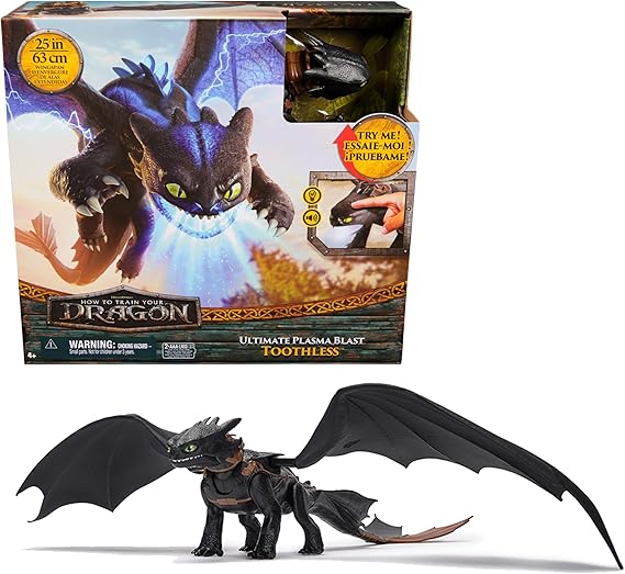 Dreamworks Dragons - Figura Dragón Desdentao Electrónico con Ataque de Plasma de Cómo Entrenar a tu Dragón, Alas de 63 cm, Luces y Sonidos - 6072541 - Juguetes Niños 4 Años + - Regalo Niño 4 Años +