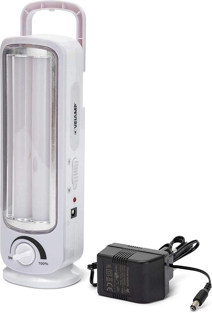 Velamp Twix Lámpara de Emergencia Anti-apagón de 2 Tubos LED, 300lm, Regulable. 23cm, Gris, 23 cm