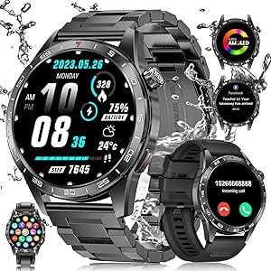 ESFOE Reloj Inteligente Hombre con 3 Correas, 1.43'' AMOLED Smartwatch Hombre con Llamadas para Android iOS, IP68 Impermeable 120+ Modos Deportivos Fitness Watch con Monitor de Ritmo Cardíaco/Sueño