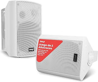 Pyle Sistema de par de Altavoces, Activo, Pasivo, Resistentes a la Intemperie, Inalambricos, Sonido Estereo, Interiores, Exteriores, AUX, Bluetooth, Blanco