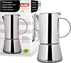 IBILI - Cafetera express Essential, 2 tazas, 100 ml, Acero Inoxidable, Apto para inducción