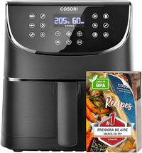 Cosori Freidora de Aire 5.5L Interior Metálico Real, Air Fryer Diseño Antióxido, Tecnología Calefacción Uniforme, 40 Recetas, Reducción de Grasas para una Vida Saludable, Eficiencia Energética, 1700W