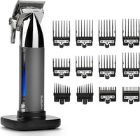 BaByliss Cortapelos Super-X Metal – Máquina de cortar el pelo inalámbrica, Cuchillas de acero japonés, 10 peines guía, 2 peines guía cónicos, Batería de litio, Empuñadura metálica, Negro, E996E
