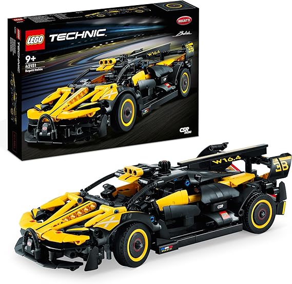 LEGO Technic Bugatti Bolide Maqueta de Coche Deportivo Negro y Amarillo para Construir, Vehículo para Carreras de Juguete Coleccionable, Idea de Regalo para Niños y Niñas de 9 Años o Más 42151