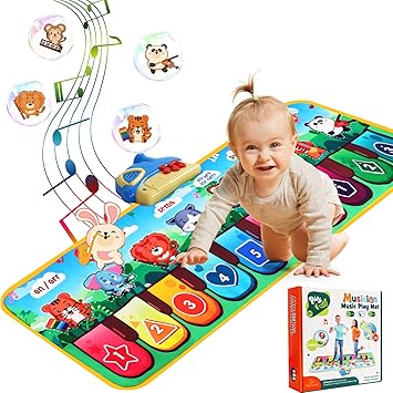 Alfombra Musical para Bebé con 8 Animales, Juguetes Niños 1 2 Años, Alfombra Piano Bebe Juguetes Montessori Alfombra Musical Bebe 1 Año Juegos Educativos Regalos Cumpleaños Niños Niñas 1 2 3 Año