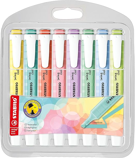STABILO - Textmarker - swing cool Pastel - 8er Pack - mit 8 verschiedenen Farben