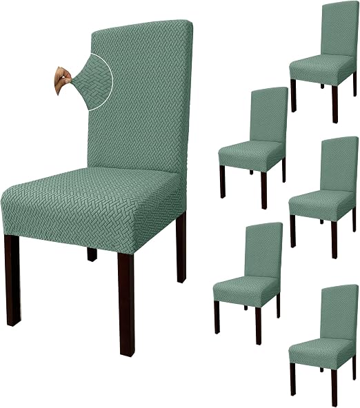 Granbest Fundas de silla universales de alta elasticidad, color verde matcha, extraíbles, para comedor, cocina, restaurante y hotel (juego de 6)
