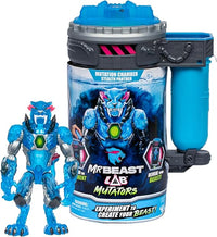 MrBeast Lab Mutators; Mutiere das ultimative Biest. Experimentiere und erschaffe die Stealth Panther-Actionfigur von MrBeast. 3 zum Sammeln, Iconic Panther, Stealth Panther, Metallic Panther