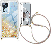 Kaply Funda para Xiaomi 12T / 12T Pro con Cuerda,Carcasa Glitter Liquida Cordón TPU Suave Silicona Case con Correa Colgante Ajustable Collar Correa de Cuello Cadena