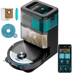 Cecotec Robot Aspirador y Friegasuelos Conga 16090 AI SpinArm Home&Wash. 8000Pa, App, Navegación Láser, Base Autovaciado con Tanques de Polvo y Agua, Limpieza-Secado de Mopas, Cepillo Silicona
