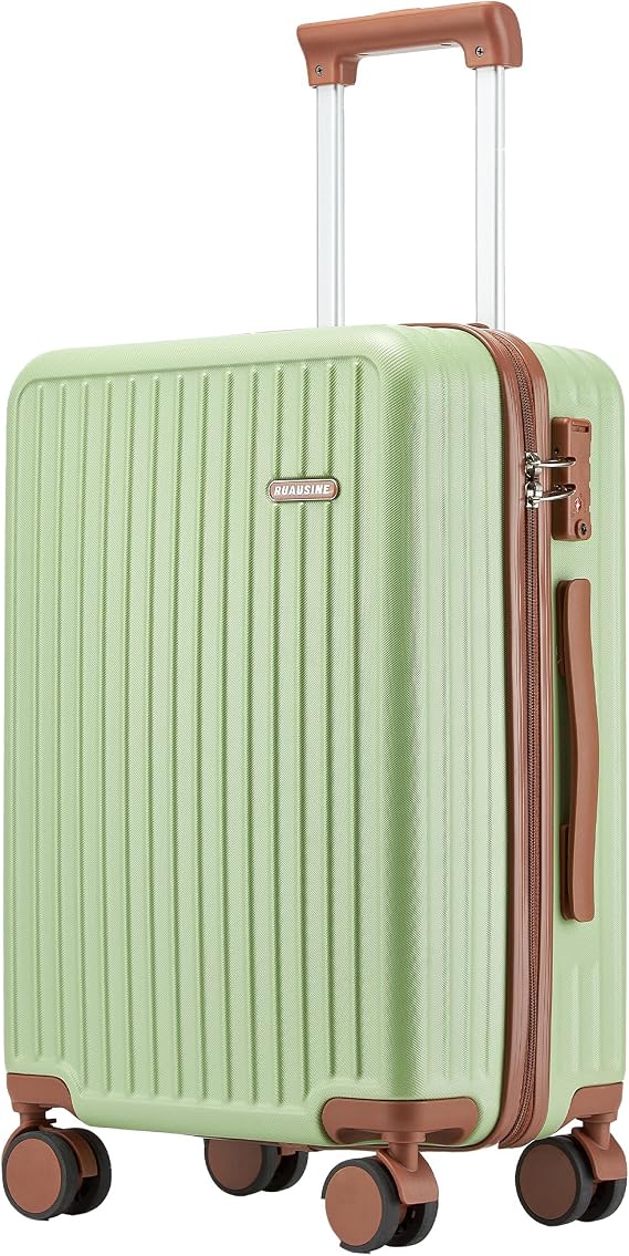 Ruausine Maleta de Mano, Maleta rígida aprobada para Viajar en avión con 4 Ruedas giratorias, Maleta de Viaje pequeña y Ligera con candado TSA (Plateada, 20 Pulgadas).