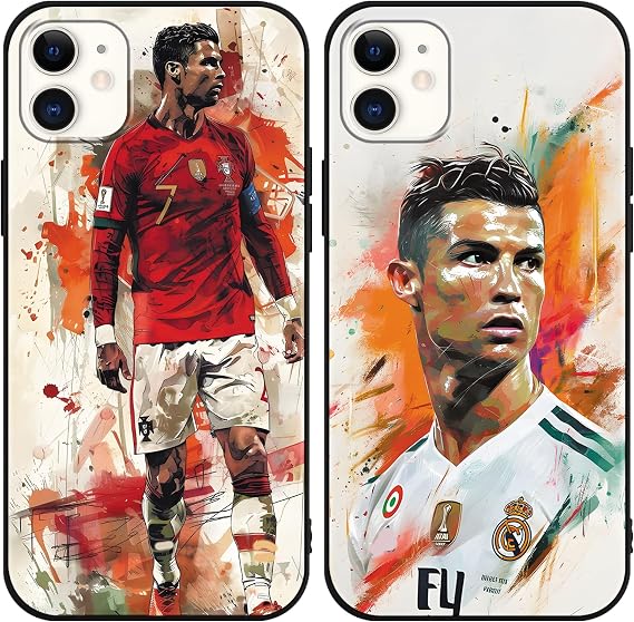 TBNMBGY 2 Pièces Coque pour iPhone 11 6.1", Etui avec Cool Étoile de Football Nombre 7 Dessin Motif Housse, Antichoc Protection TPU Silicone Cover Case pour Fan de Foot, Mode