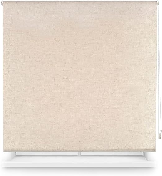 Blindecor Estor Opaco a Medida | Color Lino | 150 x 230 cm (Ancho por Alto) Tamaño de la Tela 147 x 225 cm | Estores Enrollables Opacos para Ventanas