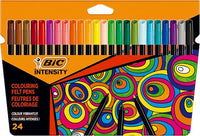 BIC Intensity, Rotuladores de Punta Fina (0,9 mm), Colores Surtidos de larga duración, Paquete de 24 uds.