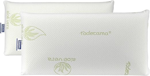 Todocama - Almohada viscoelástica, núcleo Compacto. Doble Funda con Cremallera. Tejido Aloe Vera Plus. Termorregulable adaptabilidad al Cuello. (Pack de 2 Unidades - 70 cm)