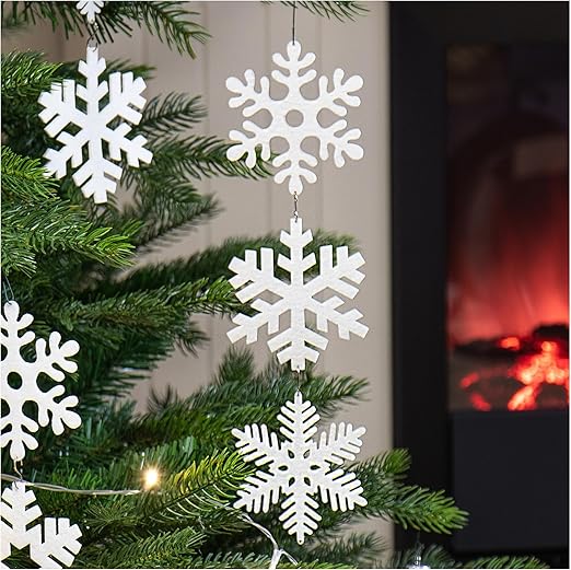 COM-FOUR® 12x Decoración navideña - Colgante de Estrella de Nieve - Decoración Colgante para Decorar el árbol de Navidad - Decoración del árbol (Blanco - 12 Piezas)