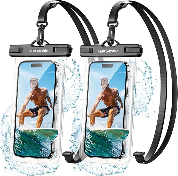 UNBREAKcable Wasserdichte Handyhülle [2 Stück], 7,0 Zoll IPX8 Unterwasser Handyhülle, Wasserfeste Handytasche für iPhone 17 16 15 14 13 12 11 Pro Max Samsung S25 S24 S23 Ultra A55 Xiaomi- Kristallklar