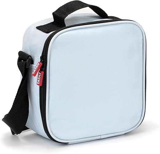 Tatay Bolsa Termica Porta Alimentos Impermeable - Urban Food Casual 3L | 4 Fiambreras: 2x0,5L + 2x0,2L | Triple Capa Aislante | Cuerpo Semirrígido | Bolsillo Interior | 22,5x10x22cm, Azul Pastel