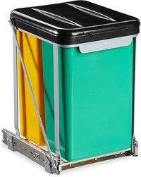 Thumbnail for Relaxdays 10030062_1231 - Cubo de basura de cocina (2 compartimentos, extensible, para armario, 8 L, tapa, 39,5 x 30 x 25,5 cm, polipropileno, 2 cubos), color negro