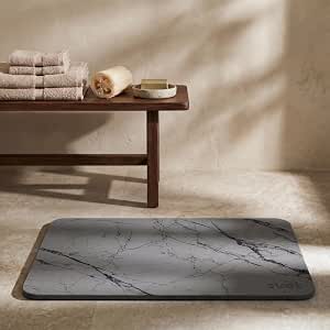 Svet - Alfombra Diatomita Baño - Secado Rápido y Ultra Absorbente, Antideslizante, Antibacteriana y Antihongos, Alfombrilla Baño Diatomita de Piedra. (Mármol Gris)