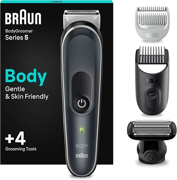 Braun Recortadora Corporal Para Hombre Series 5, Depilación Masculina Para Todo El Cuerpo Sin Esfuerzo, Cortapelos Hombre Resistente Al Agua Con 100 Min De Autonomía, 5370
