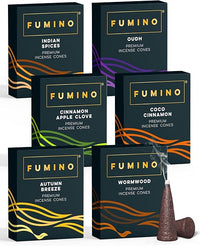 Fumino Conos de Incienso Hielo y Fuego – Lote 6 Cajas Masala Agarbatti, 90 Conos para Relajación, Meditación y Aromaterapia (90 g)