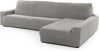 FAVERTI® Funda Super Elástica Chaise Longue Brazo Largo Derecho (Visto de Frente) | Modelo NOVELE | Gris Claro | Protector de Calidad de Tejido Jacquard Tacto algodón