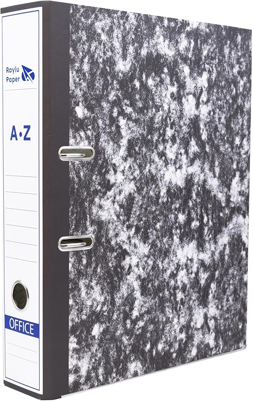 Raylu Paper Ordner mit Ringen meliert, Ordner mit Rückenbreite 75 mm, Folio-Format, 2-Ringordner mit weichem Öffnungshebel und anpassbarem Rücken.