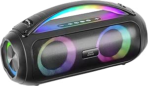 Mars Gaming MS-Pulse, Altavoz Bluetooth Portátil 50W RMS, Iluminación RGB, 2 Drivers Activos 93mm + 2 Drivers Pasivos Ultra-Bass, Función Manos Libres, USB/MicroSD/AUX/FM, Asa y Correa, Negro