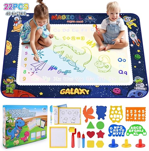 ROEXUN 120x90 cm Agua Dibujo Pintura, Doodle Esteras Mágicas,Alfombra con Juego de Herramientas de Pintura, Juguete Educativo Regalo para Niños