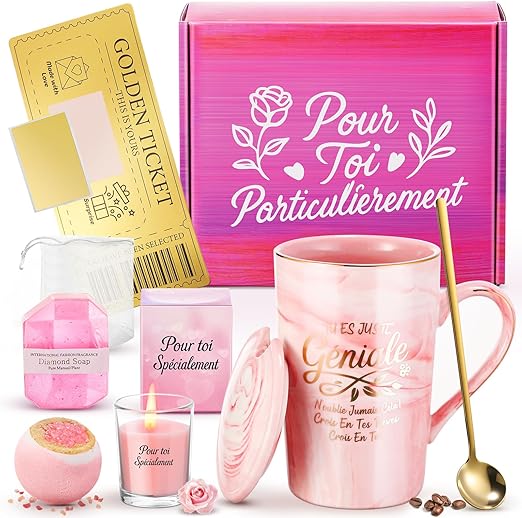 XVB Idee - Caja de regalo para mujer, regalo de cumpleaños y mujer, personalizado, Navidad, original Útil, Fete des Meres, juego de tazas de cerámica de 340 ml